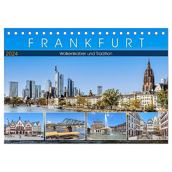 Frankfurt - Wolkenkratzer und Tradition (Tischkalender 2024 DIN A5 quer), CALVENDO Monatskalender, Dieter Meyer