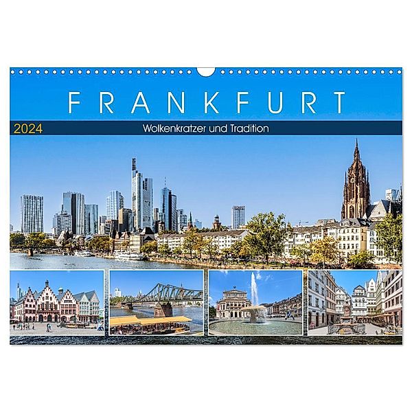 Frankfurt - Wolkenkratzer und Tradition (Wandkalender 2024 DIN A3 quer), CALVENDO Monatskalender, Dieter Meyer