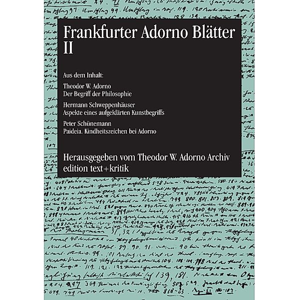 Frankfurter Adorno Blätter II / Frankfurter Adorno Blätter