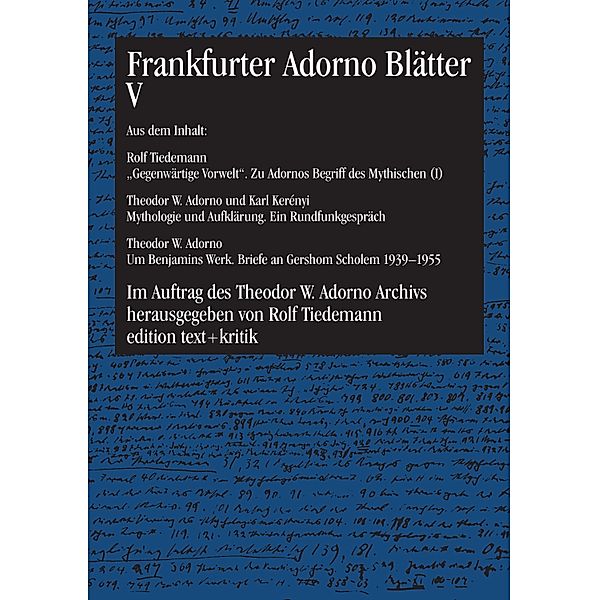 Frankfurter Adorno Blätter V / Frankfurter Adorno Blätter
