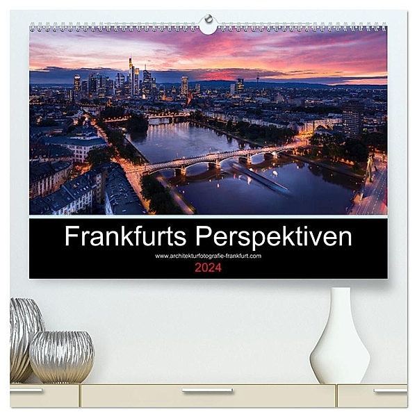 Frankfurts Perspektiven (hochwertiger Premium Wandkalender 2024 DIN A2 quer), Kunstdruck in Hochglanz, Patrick Zasada
