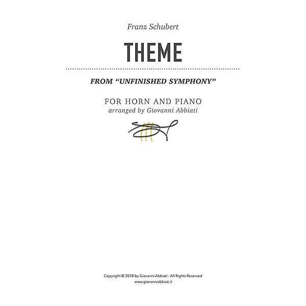 Franz Schubert Theme from Unfinished Symphony for Horn and Piano, Giovanni Abbiati