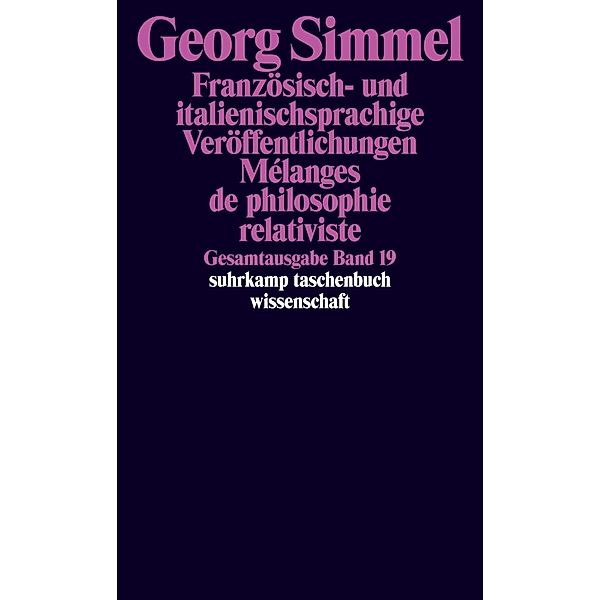 Französisch- und italienischsprachige Veröffentlichungen. Melanges de philosophie relativiste, Georg Simmel