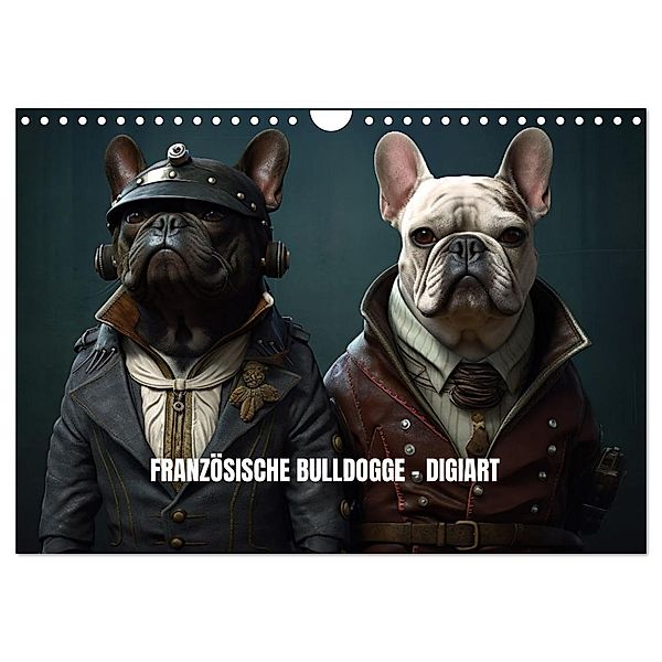 Französische Bulldogge KI Digiart (Wandkalender 2024 DIN A4 quer), CALVENDO Monatskalender, GM