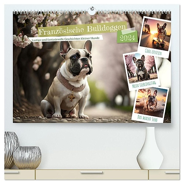 Französische Bulldoggen (hochwertiger Premium Wandkalender 2024 DIN A2 quer), Kunstdruck in Hochglanz, Steffen Gierok-Latniak