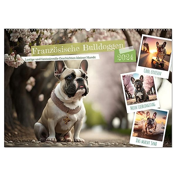 Französische Bulldoggen (Wandkalender 2024 DIN A2 quer), CALVENDO Monatskalender, Steffen Gierok-Latniak