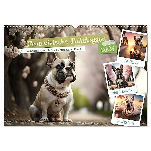 Französische Bulldoggen (Wandkalender 2024 DIN A3 quer), CALVENDO Monatskalender, Steffen Gierok-Latniak