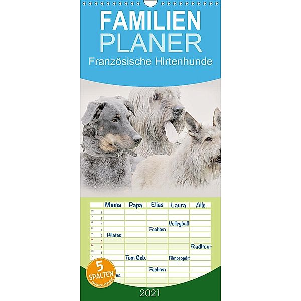 Französische Hirtenhunde 2021 - Familienplaner hoch (Wandkalender 2021 , 21 cm x 45 cm, hoch), Andrea Redecker