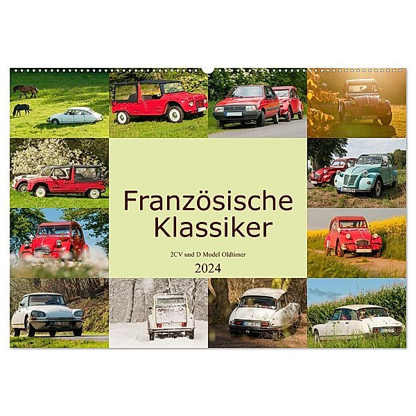 Französische Klassiker - 2CV und D Modell Oldtimer (Wandkalender 2024 DIN A2 quer), CALVENDO Monatskalender, Meike Bölts