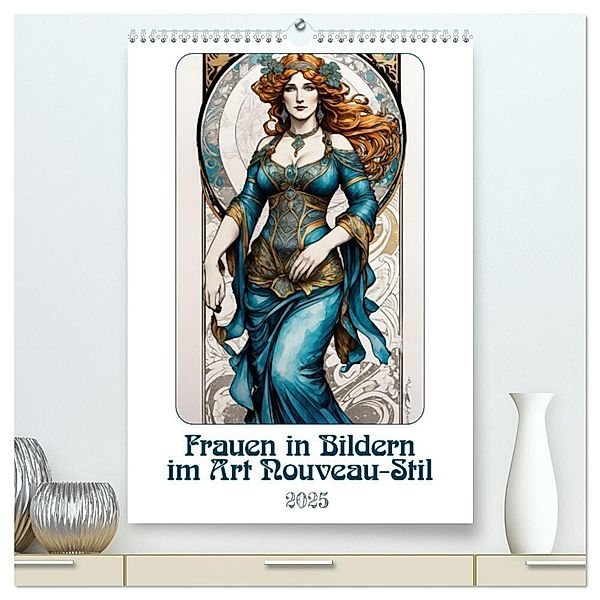Frauen in Bildern im Art Nouveau-Stil (hochwertiger Premium Wandkalender 2025 DIN A2 hoch), Kunstdruck in Hochglanz, Calvendo, Werner Braun