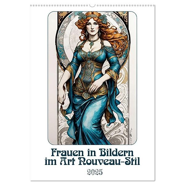 Frauen in Bildern im Art Nouveau-Stil (Wandkalender 2025 DIN A2 hoch), CALVENDO Monatskalender, Calvendo, Werner Braun