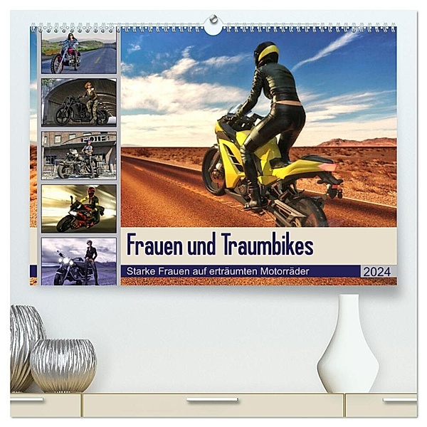 Frauen und Traumbikes (hochwertiger Premium Wandkalender 2024 DIN A2 quer), Kunstdruck in Hochglanz, Karsten Schröder