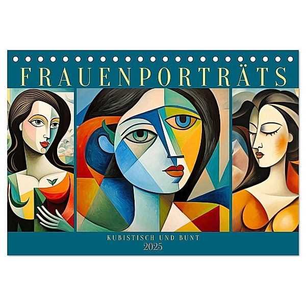 Frauenporträts, kubistisch und bunt (Tischkalender 2025 DIN A5 quer), CALVENDO Monatskalender, Calvendo, Sabine Löwer