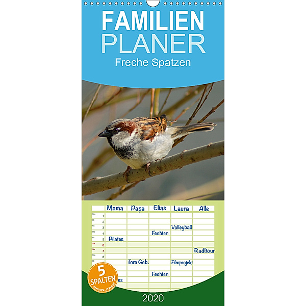 Freche Spatzen - Familienplaner hoch (Wandkalender 2020 , 21 cm x 45 cm, hoch)
