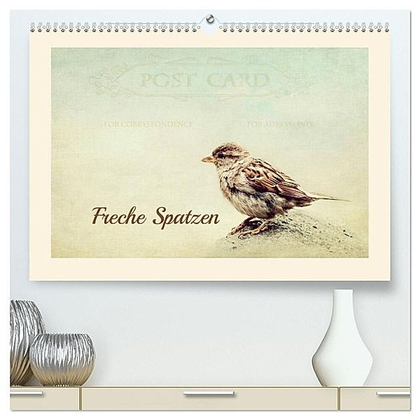 Freche Spatzen (hochwertiger Premium Wandkalender 2024 DIN A2 quer), Kunstdruck in Hochglanz, Heike Hultsch