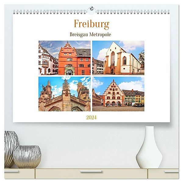 Freiburg - Breisgau Metropole (hochwertiger Premium Wandkalender 2024 DIN A2 quer), Kunstdruck in Hochglanz, Nina Schwarze
