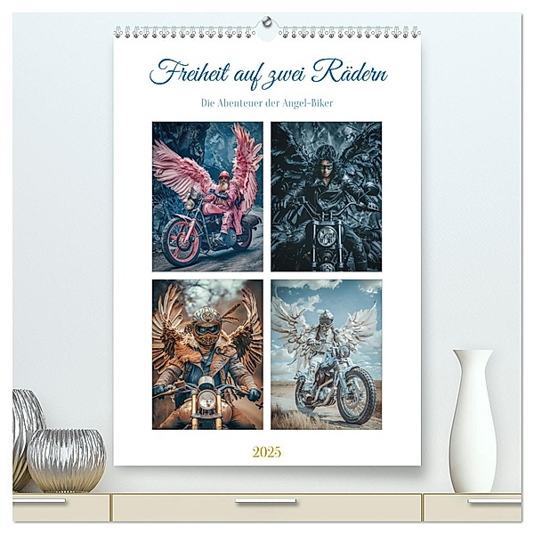 Freiheit auf zwei Rädern - Die Abenteuer der Angel-Biker (hochwertiger Premium Wandkalender 2025 DIN A2 hoch), Kunstdruck in Hochglanz, Calvendo, Steffen Gierok-Latniak