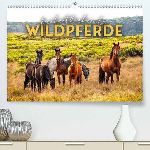 Freiheitsliebende Wildpferde (Premium, hochwertiger DIN A2 Wandkalender 2023, Kunstdruck in Hochglanz), Happy Monkey