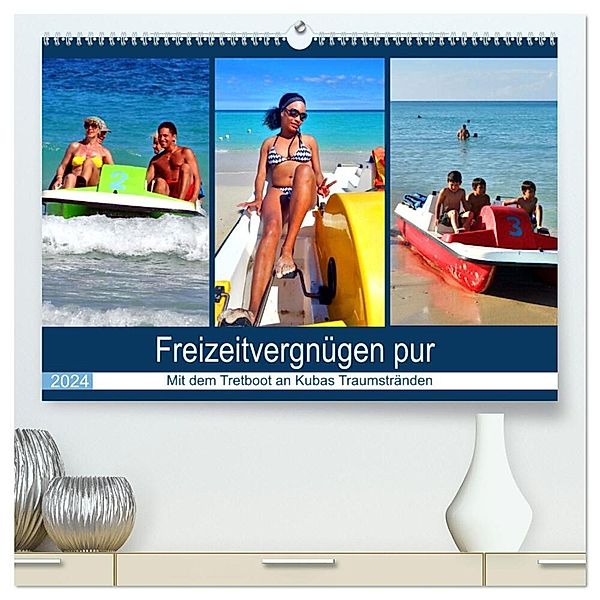 Freizeitvergnügen pur - Mit dem Tretboot an Kubas Traumstränden (hochwertiger Premium Wandkalender 2024 DIN A2 quer), Kunstdruck in Hochglanz, Henning von Löwis of Menar