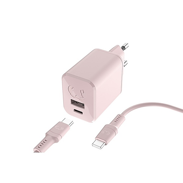 Fresh 'n Rebel Mini-Charger USB-C und USB-A, PD 45W + USB-C-Kabel 2m, Smokey Pink