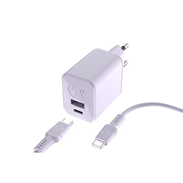 Fresh 'n Rebel Mini-Charger USB-C und USB-A, PD 45W + USB-C-Kabel 2m, Dreamy Lilac