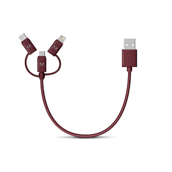 Fresh 'n Rebel USB-C + Lightning + Micro USB Kabel Fabriq, 0,2 m, Ruby Red