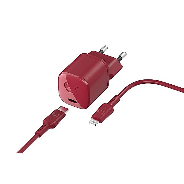 Fresh 'n Rebel USB-C Mini Charger 18W + Apple Lightning Kabel 1,5m, Ruby Red