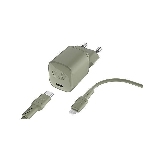 Fresh 'n Rebel USB-C Mini Charger 20W + Apple Lightning-Kabel 2 m, Dried Green