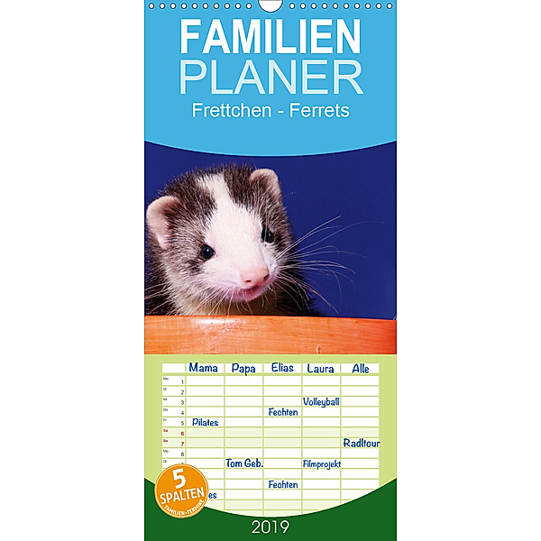 Frettchen - Ferrets - Familienplaner hoch (Wandkalender 2019 , 21 cm x 45 cm, hoch), Jeanette Hutfluss