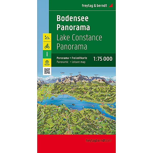 Freytag & Berndt Auto + Freizeitkarte Bodensee, Panoramakarte 1:75.000. Panorama Lake Constance