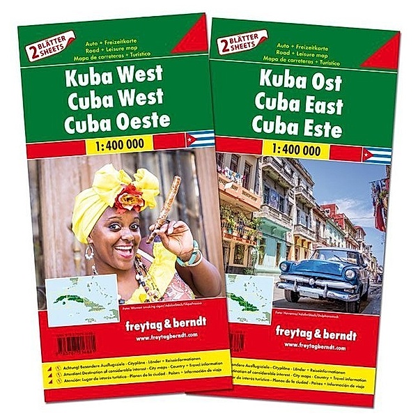 Freytag & Berndt Auto + Freizeitkarte Kuba West und Ost, Autokarten Set, 2 Bl.