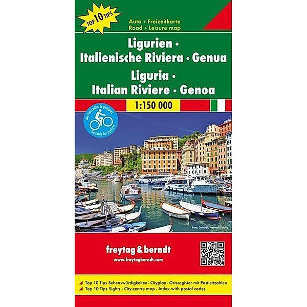 Freytag & Berndt Auto + Freizeitkarte Ligurien, Italienische Riviera, Genua, Autokarte 1:150.000, Top 10 Tips. Freytag Berndt Road Map Liguria, Italian Riviere, Genoa