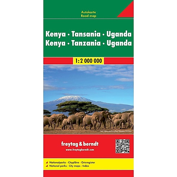 Freytag & Berndt Autokarte Kenya, Tansania, Uganda, Ruanda; Kenia, Tanzania, Uganda