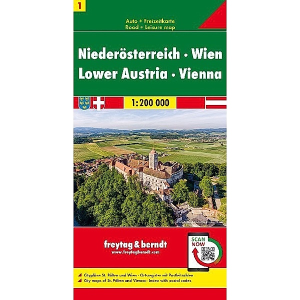 Freytag & Berndt Autokarte Niederösterreich, Wien. Baja Austria, Viena. Neder Oostenrijk, Wenen;  Lower Astria; Basse Autriche; Austria inferiore