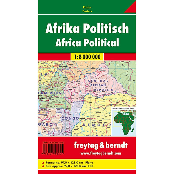 Freytag & Berndt Poster Afrika Politisch, ohne Metallstäbe. Africa Political