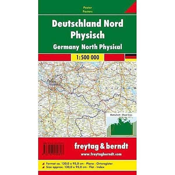 Freytag & Berndt Poster Deutschland Nord, ohne Metallstäbe. Germany North