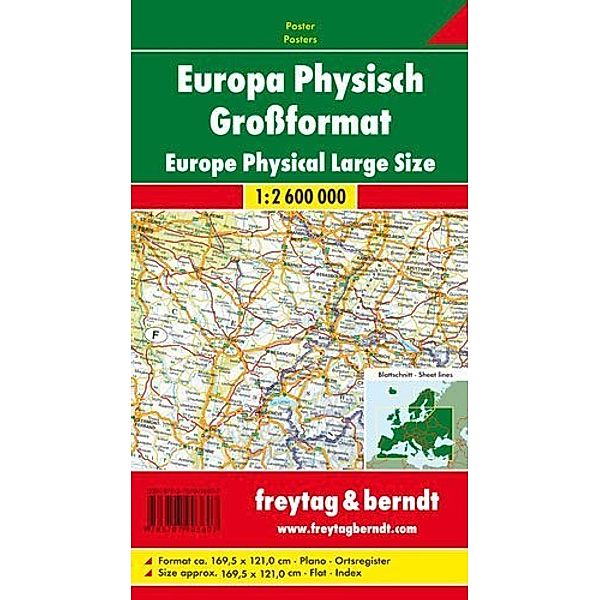 Freytag & Berndt Poster Europa, physisch, Großformat. Europe, physical