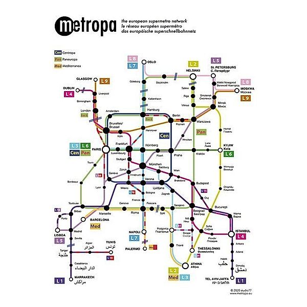 freytag & berndt Poster + Markiertafeln / AK 2206P / Metropa - Das europäische Superschnellbahnnetz, Poster, Plano in Rolle