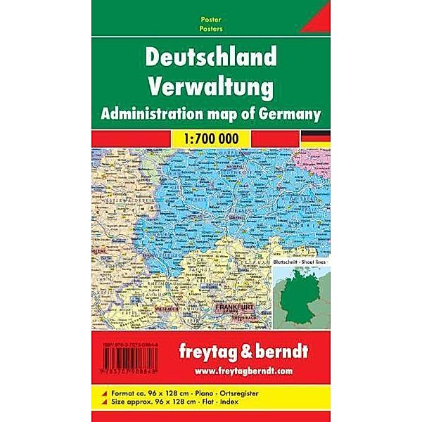 Freytag & Berndt Poster, ohne Metallstäbe / Freytag & Berndt Poster Deutschland, Verwaltung, ohne Metallstäbe. Administration map of Germany