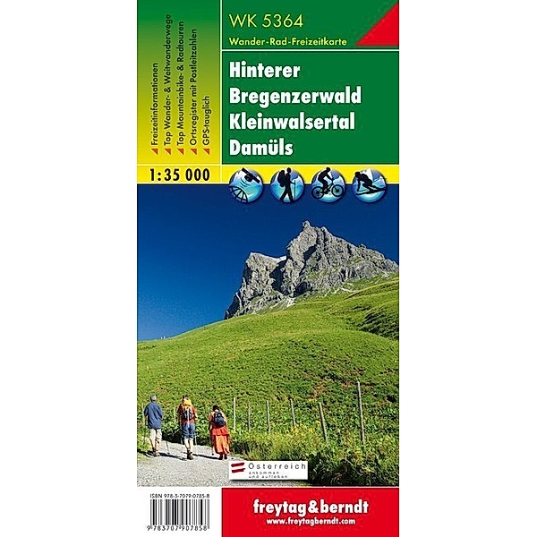 freytag & berndt Wander-Rad-Freizeitkarten / WK 5364 / WK 5364 Hinterer Bregenzerwald - Kleinwalsertal - Damüls, Wanderkarte 1:35.000