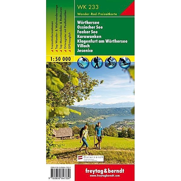 freytag & berndt Wander-Rad-Freizeitkarten / WK233 / Freytag & Berndt Wander-, Rad- und Freizeitkarte Wörthersee, Ossiacher See, Faaker See, Karawanken, Klagenfurth am Wörthersee, Villach, Jesenice