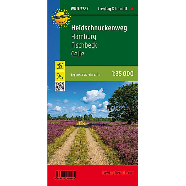 freytag & berndt Wander-Rad-Freizeitkarten / WKD 3727 / Heidschnuckenweg, Hamburg, Fischbeck, Celle, Wanderkarte Leporello 1:35.000