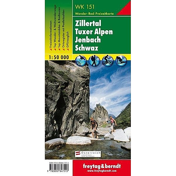 Freytag & Berndt Wander-, Rad- und Freizeitkarte Zillertal, Tuxer Alpen, Jenbach, Schwaz