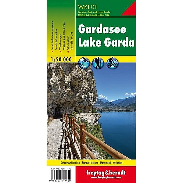 Freytag & Berndt Wander-, Rad- und Freizeitkarte Gardasee. Lake Garda / Lago di Garda / Lac de Garde