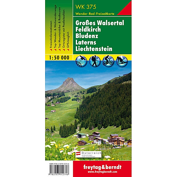 Freytag & Berndt Wander-, Rad- und Freizeitkarte Grosses Walsertal, Feldkirch, Bludenz, Laterns, Liechtenstein