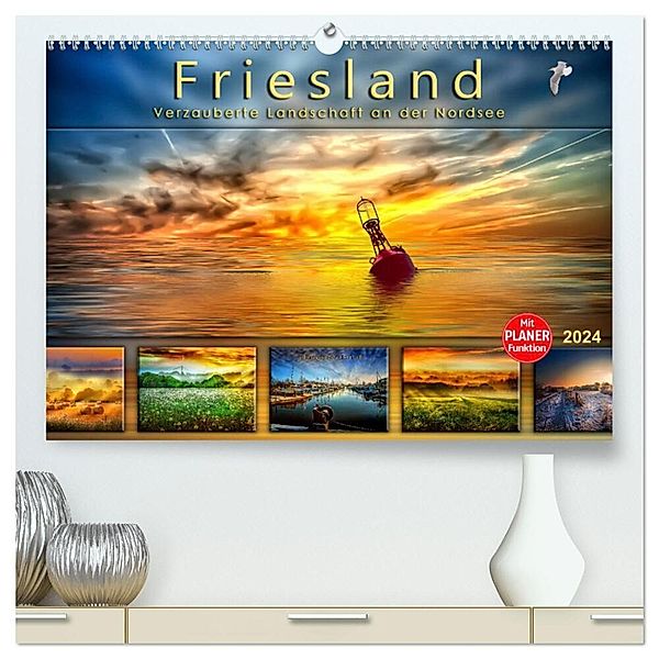 Friesland, verzauberte Landschaft an der Nordsee (hochwertiger Premium Wandkalender 2024 DIN A2 quer), Kunstdruck in Hochglanz, Peter Roder