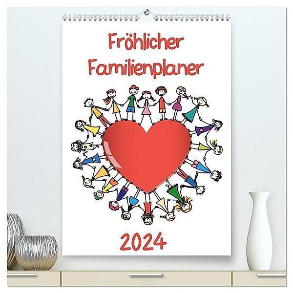Fröhlicher Familienplaner (hochwertiger Premium Wandkalender 2024 DIN A2 hoch), Kunstdruck in Hochglanz, pixelpunker.de / VRD