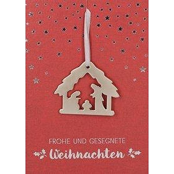 Frohe/ ges. Weihnachten/ Karte rot metall