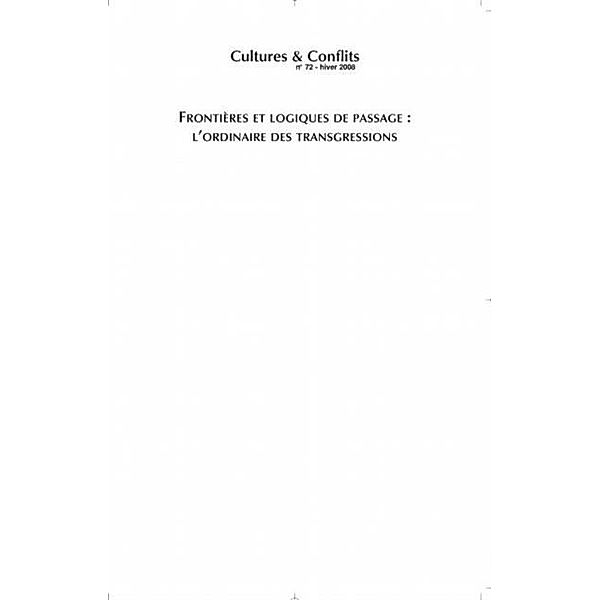 FrontiEres et logiques de passage - l'ordinaire des transgre / Hors-collection, Collectif