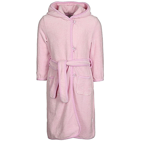 Schiesser Frottee-Bademantel GIRLY geringelt in rosa/weiß